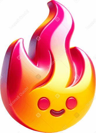 3D Огонь смайлик в PNG, SVG