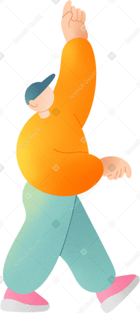 young man pointing up PNG, SVG