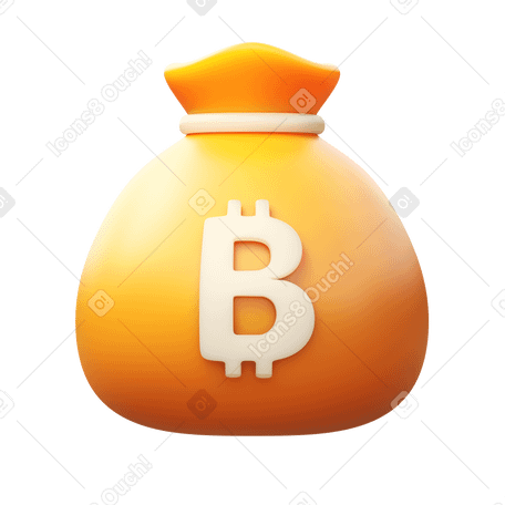 3D bitcoin money bag  в PNG, SVG