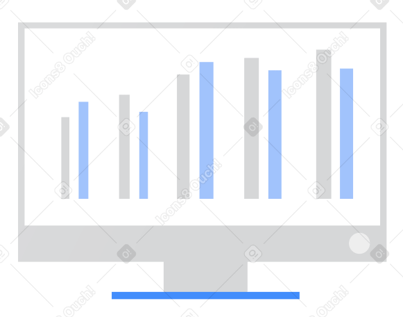 Screen with graph Illustration in PNG, SVG