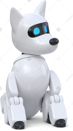 3D robot dog sitting and look around PNG, SVG