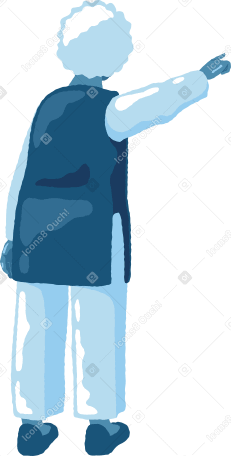 old woman pointing back Illustration in PNG, SVG