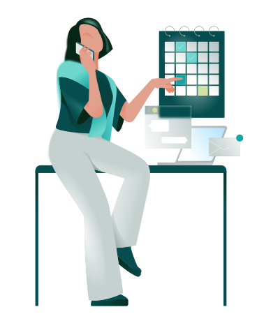 Femme multitâche au bureau PNG, SVG