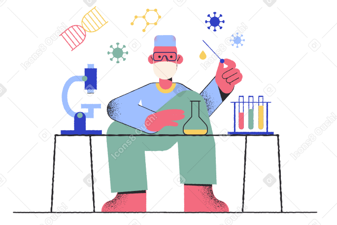 Scientist creating a vaccine in a chemical lab PNG, SVG