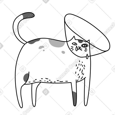 戴着康复项圈的病猫 PNG, SVG