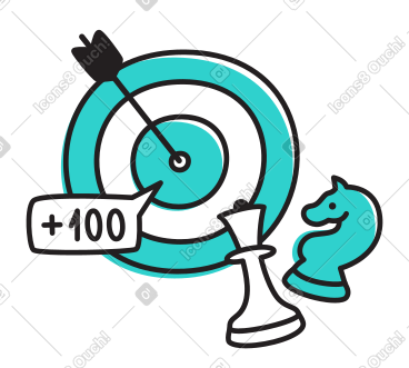 Marketing strategy, bullseye shot and chess pieces PNG, SVG