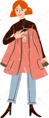 girl holding jacket on a hanger PNG, SVG