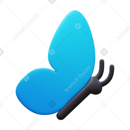 3D butterfly side view Illustration in PNG, SVG