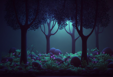 3D fantasy night forest background PNG, SVG