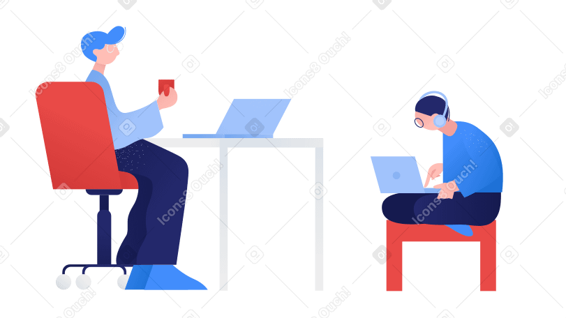 Coworking Illustration in PNG, SVG
