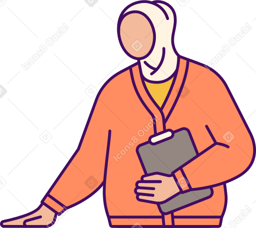 戴头巾和文件夹的女人 PNG, SVG