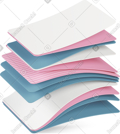 3D small stack of cards PNG, SVG