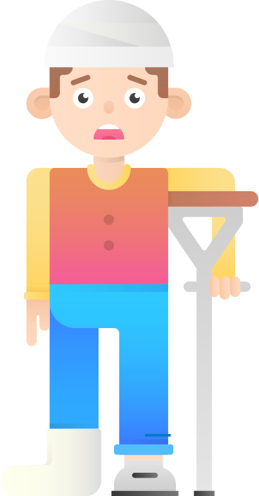 Man with broken leg and crutch PNG、SVG