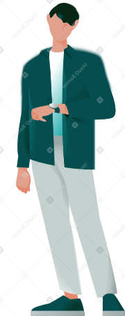 young man looking at his watch PNG, SVG