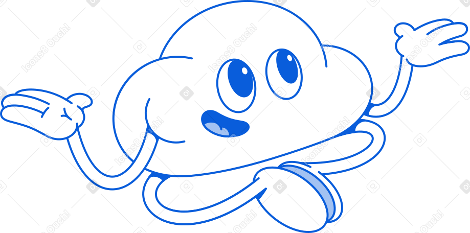 cloud with raised hands Illustration in PNG, SVG