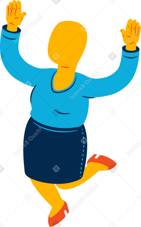chubby woman jumping Illustration in PNG, SVG