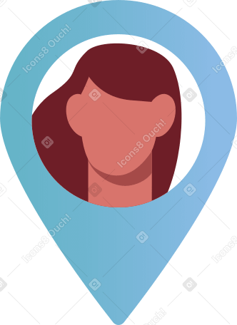 avatar di un'utente donna nell'icona di geolocalizzazione PNG, SVG