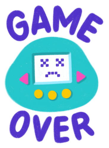 lettering sticker with tamagotchi game over text PNG, SVG