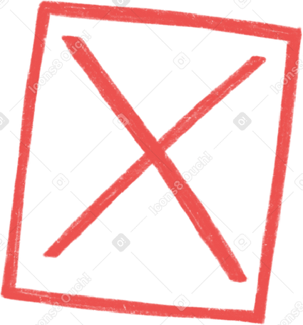 red frame with x mark Illustration in PNG, SVG