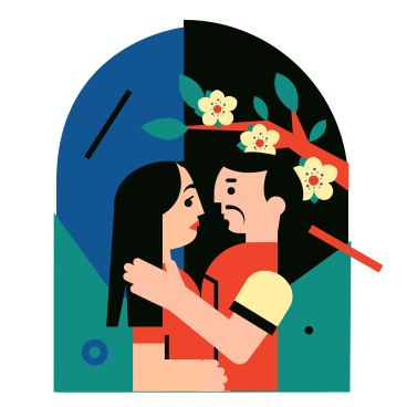 Couple hugging under sakura tree PNG, SVG