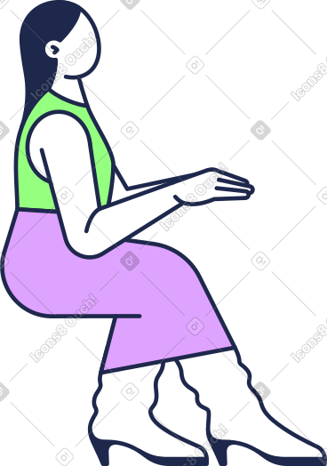 坐着的女人举手 PNG, SVG