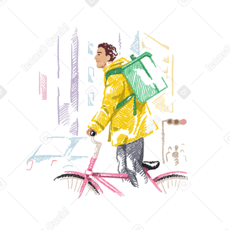 Corriere in bicicletta che consegna l'ordine PNG, SVG