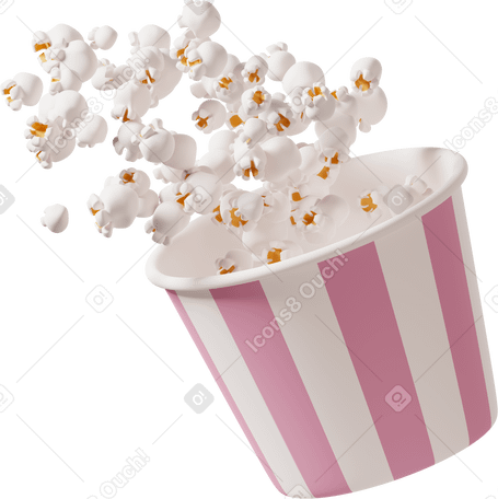 3D popcorn bowl PNG, SVG