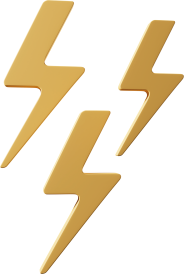 Three yellow lightning bolts PNG, SVG