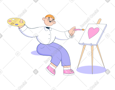 Artist painting heart on canvas PNG, SVG