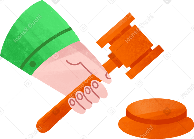 hand holding judges gavel Illustration in PNG, SVG