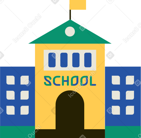 School building Illustration in PNG, SVG