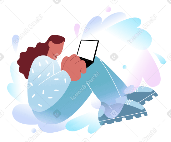 Woman working or studying online PNG, SVG