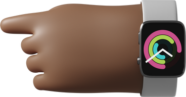 Dark brown skin hand with smartwatch turned on pointing left PNG, SVG