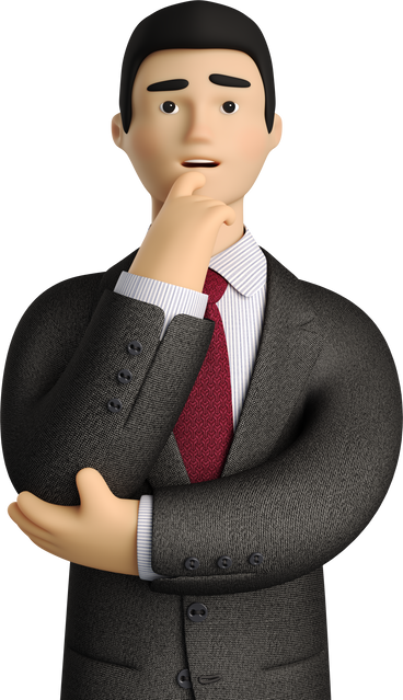 pondering businessman in black suit PNG, SVG