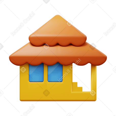 3D bungalow PNG、SVG