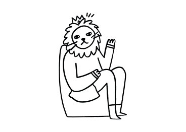 Crowned lion sitting on a throne PNG, SVG