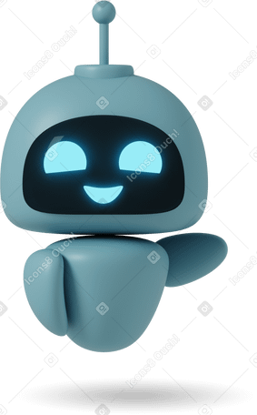 3D Chatgpt robot felice alzando il braccio destro PNG, SVG