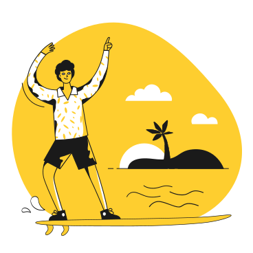 Man riding a surfboard on vacation PNG, SVG