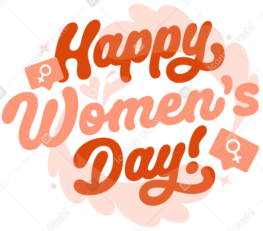Iscrizione felice festa della donna! con composizione decorativa con testo a spruzzi PNG, SVG