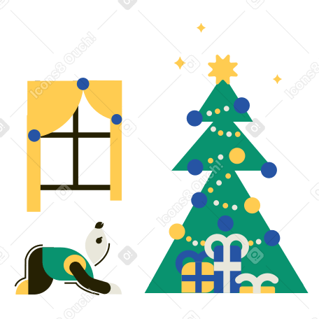 Bebé gateando cerca del árbol de navidad PNG, SVG