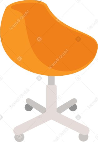 带轮子的黄色办公椅 PNG, SVG