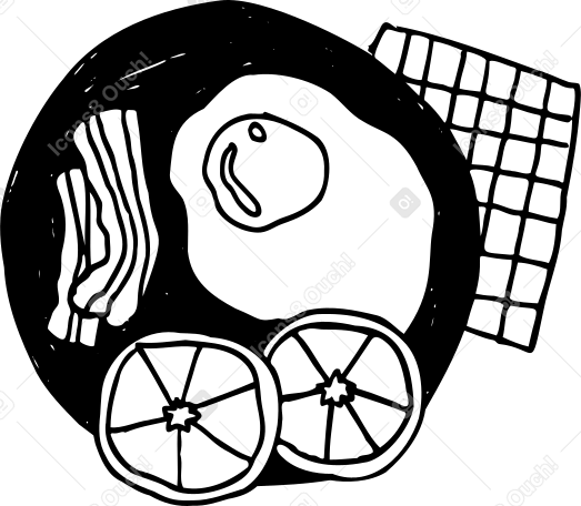 breakfast on a plate with napkin PNG, SVG