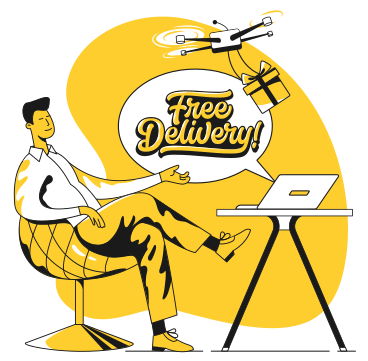 Lettering Free Delivery! with man who buys online PNG, SVG