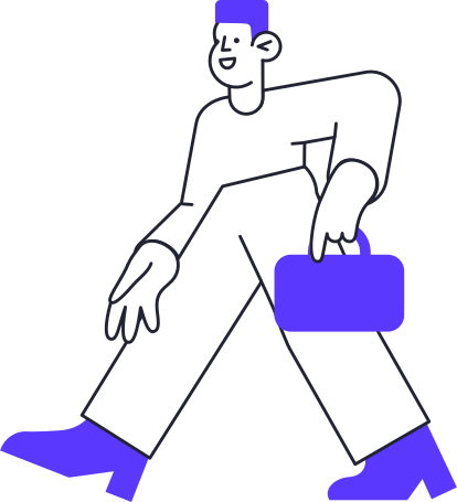 walking man with blue briefcase Illustration in PNG, SVG