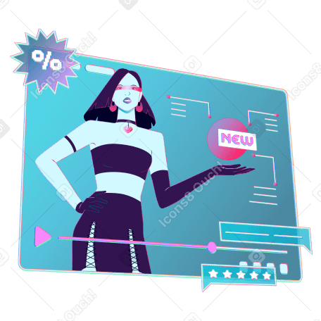 Woman presenting a new product in a video advertisement PNG, SVG