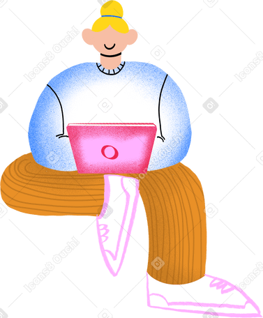 woman sitting with a laptop PNG, SVG