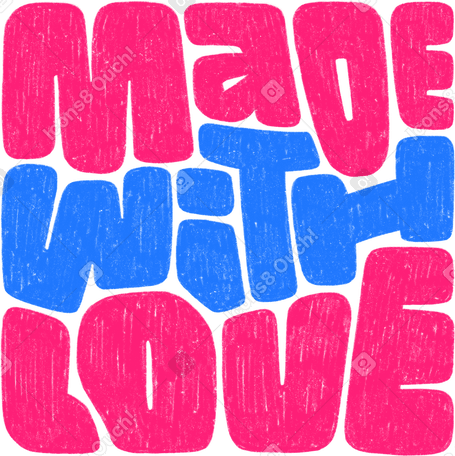 lettering handdrawn made with love texture text PNG, SVG