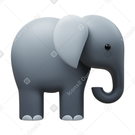 3D elephant PNG, SVG