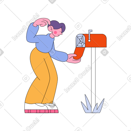 一个男人用蜘蛛网看着一个空邮箱 PNG, SVG