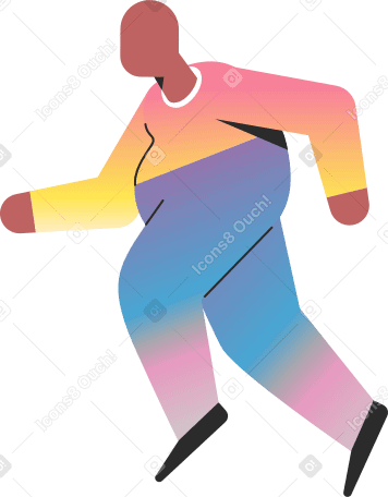 chubby old person running Illustration in PNG, SVG